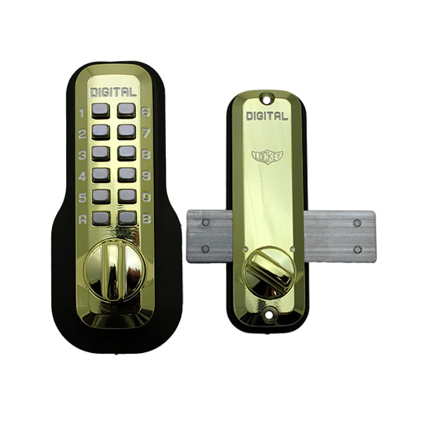Lockeyusa Mechanical Keyless Surface Mount Deadbolt, M220, Bright Brass